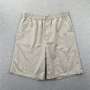 Topman Topshop Shorts Mens 34 Stone Beige Pull On Linen Blend Casual Lightweight